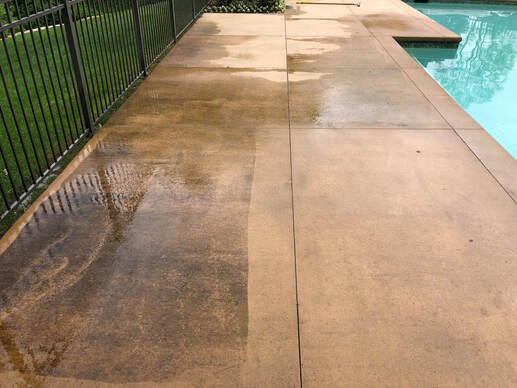 Before & After Power Washing a Pool Deck in Bloomfield Michigan